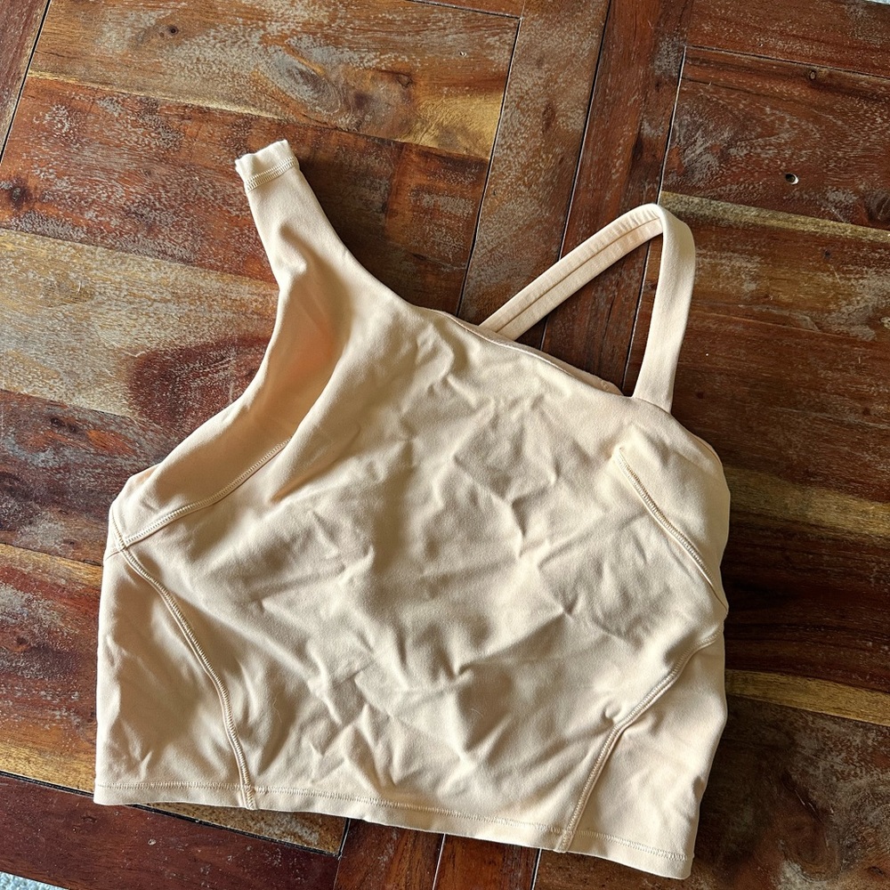 Lululemon Athletica Beige One-Shoulder Crop Top